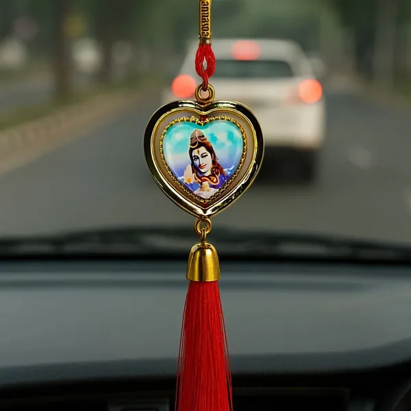Wheelyfine_Heart_Shape_Car_Hanging_Ornament_Lord_Siva_Double_Sided_Rotating_(Pack_of_3_pcs)