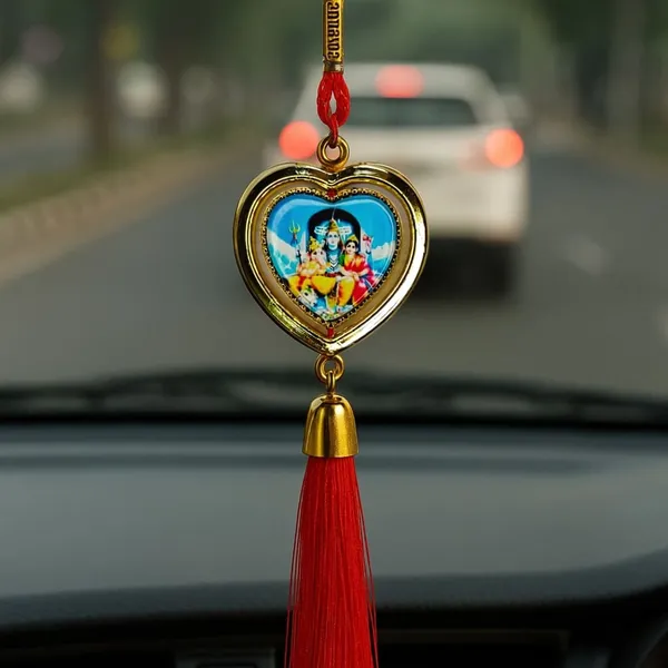 Wheelyfine_Heart_Shape_Car_Hanging_Ornament_Lord_Siva_Double_Sided_Rotating_(Pack_of_3_pcs)