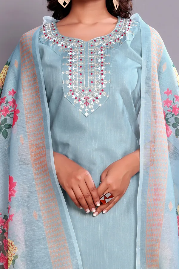 Sky_Embroidered_Traditional_Kurta_Set_with_Soft_Floral_Dupatta_for_Girls_and_Women