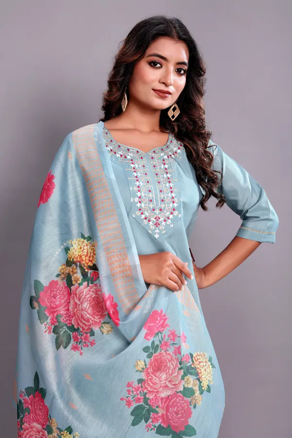 Sky_Embroidered_Traditional_Kurta_Set_with_Soft_Floral_Dupatta_for_Girls_and_Women