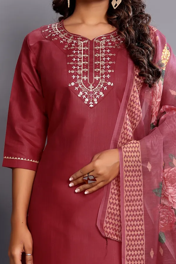 Red_Cherry_Embroidered_Traditional_Kurta_Set_with_Soft_Floral_Dupatta_for_Girls_and_Women