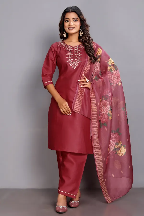 Red_Cherry_Embroidered_Traditional_Kurta_Set_with_Soft_Floral_Dupatta_for_Girls_and_Women