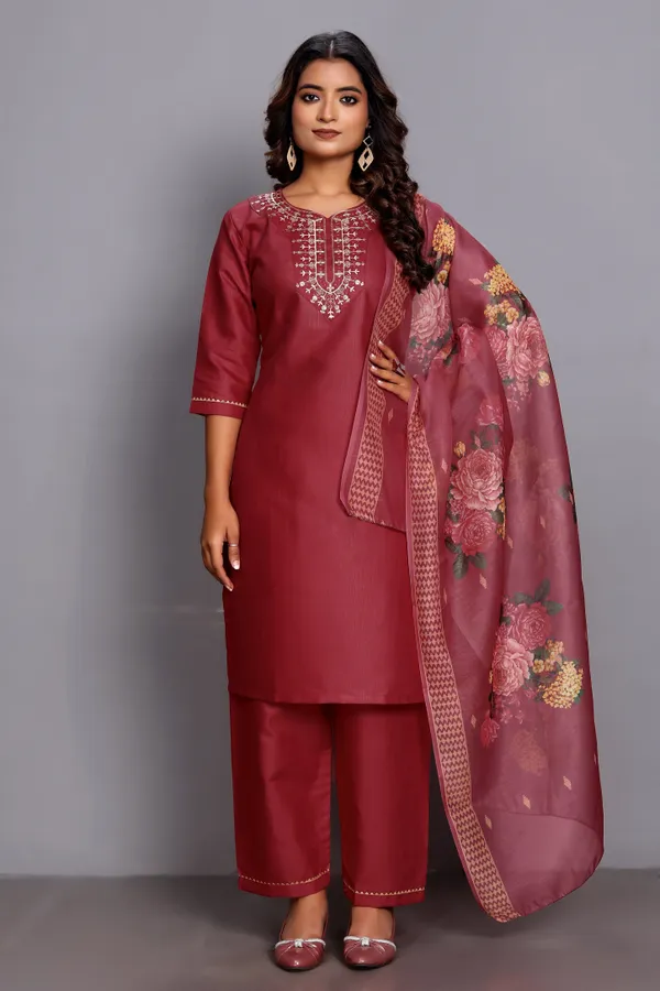 Red_Cherry_Embroidered_Traditional_Kurta_Set_with_Soft_Floral_Dupatta_for_Girls_and_Women