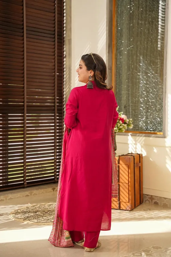 Rani_Pink_Kurta_Set_with_Printed_Dupatta_|_Festive_Ethnic_Wear_Suit_|_Traditional_Indian_Kurti_Set_for_Parties,_Wedding_and_Daily_Wear