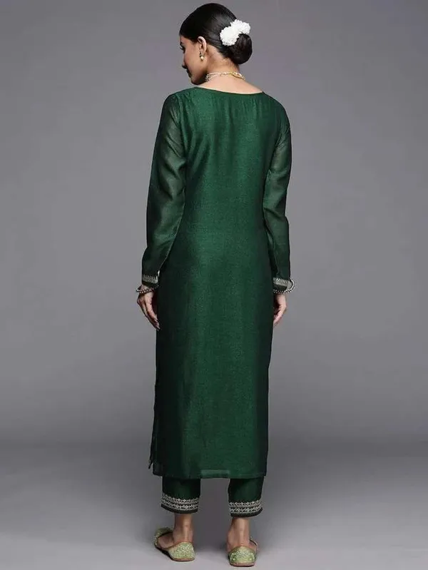 Women_Embroidered_Art_Silk_Straight_Dark_Green_Kurti