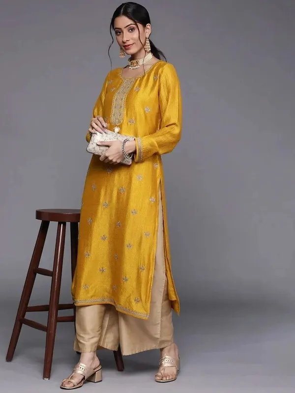 Women_Embroidered_Art_Silk_Straight_Mustard_Yellow_Kurti