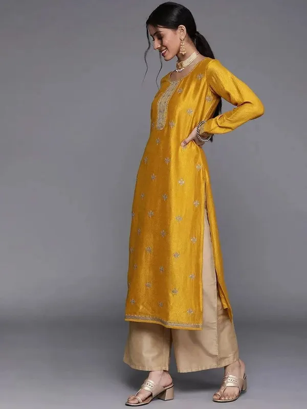 Women_Embroidered_Art_Silk_Straight_Mustard_Yellow_Kurti