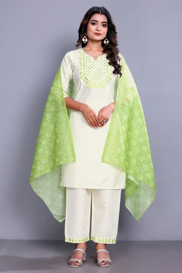 Fresh_Summer_Look_Embroidered_Kurta_Set_with_Lime_Green_Dupatta_for_Women