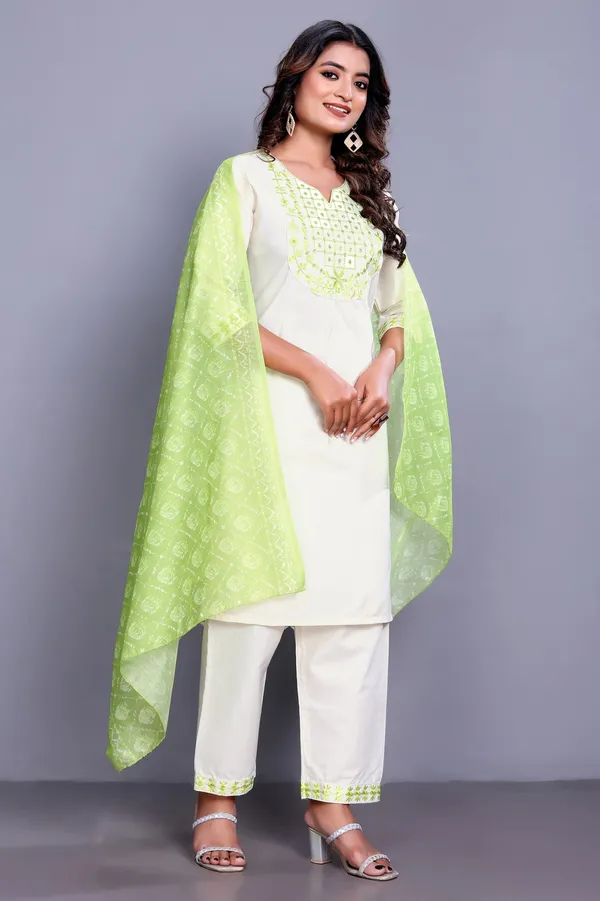 Fresh_Summer_Look_Embroidered_Kurta_Set_with_Lime_Green_Dupatta_for_Women