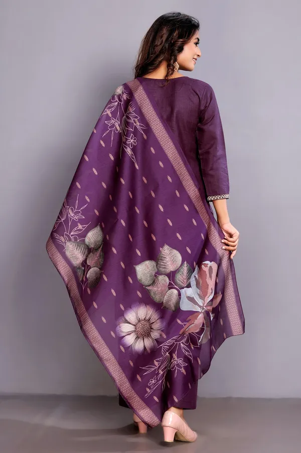 Elegant_Purple_Kurta_Set_with_Neck_Embroidery_&_Designer_Floral_Dupatta_for_Women