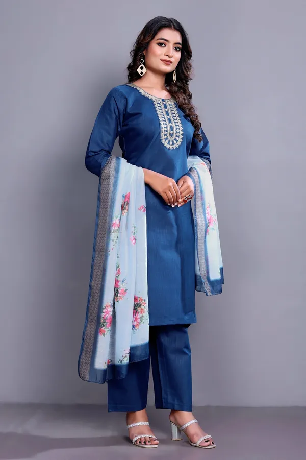 Blue_Embroidered_Traditional_Kurta_Set_with_Soft_Floral_Dupatta_for_Girls_and_Women