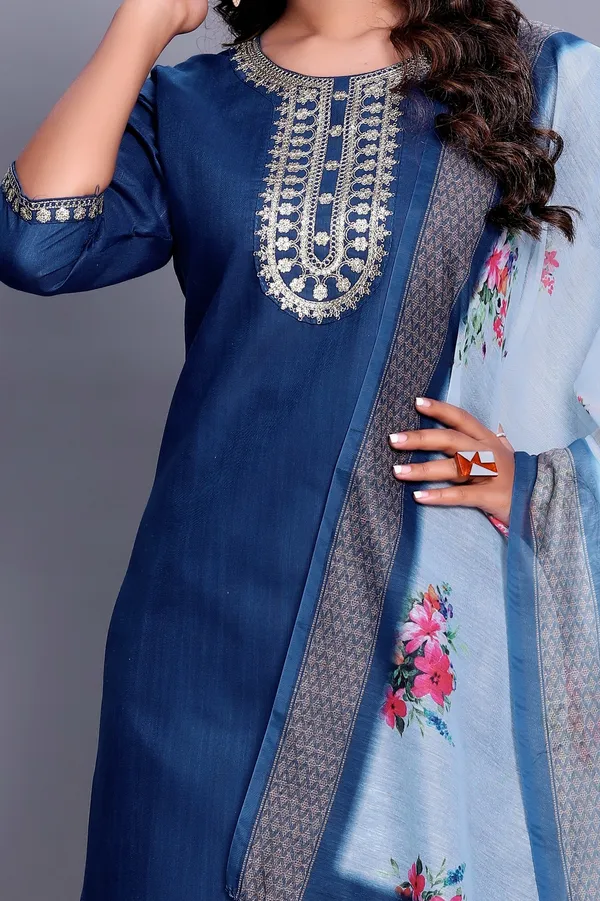 Blue_Embroidered_Traditional_Kurta_Set_with_Soft_Floral_Dupatta_for_Girls_and_Women