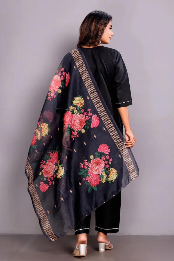 Black_Embroidered_Traditional_Kurta_Set_with_Soft_Floral_Dupatta_for_Girls_and_Women