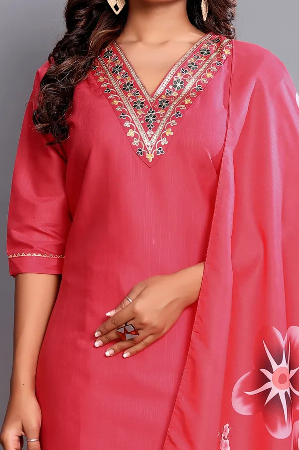 Classic_Red_Embroidered_Ethnic_Kurta_Pant_Set_with_Soft_Floral_Printed_Dupatta_|_Festive_Ready_for_Girls_and_Women