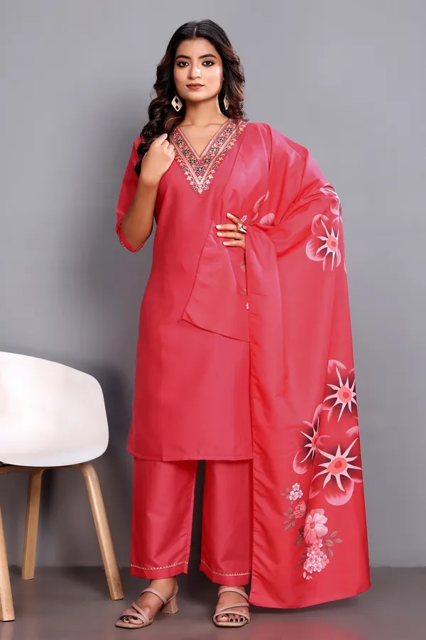 Classic_Red_Embroidered_Ethnic_Kurta_Pant_Set_with_Soft_Floral_Printed_Dupatta_|_Festive_Ready_for_Girls_and_Women