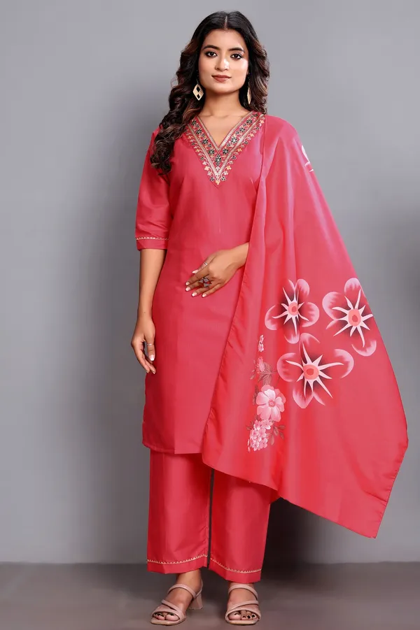 Classic_Red_Embroidered_Ethnic_Kurta_Pant_Set_with_Soft_Floral_Printed_Dupatta_|_Festive_Ready_for_Girls_and_Women