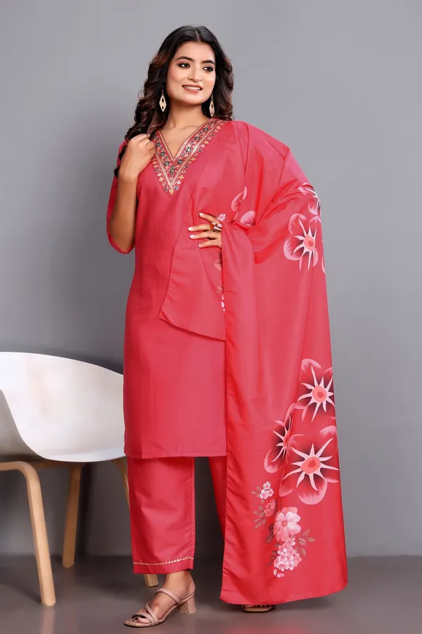 Classic_Red_Embroidered_Ethnic_Kurta_Pant_Set_with_Soft_Floral_Printed_Dupatta_|_Festive_Ready_for_Girls_and_Women