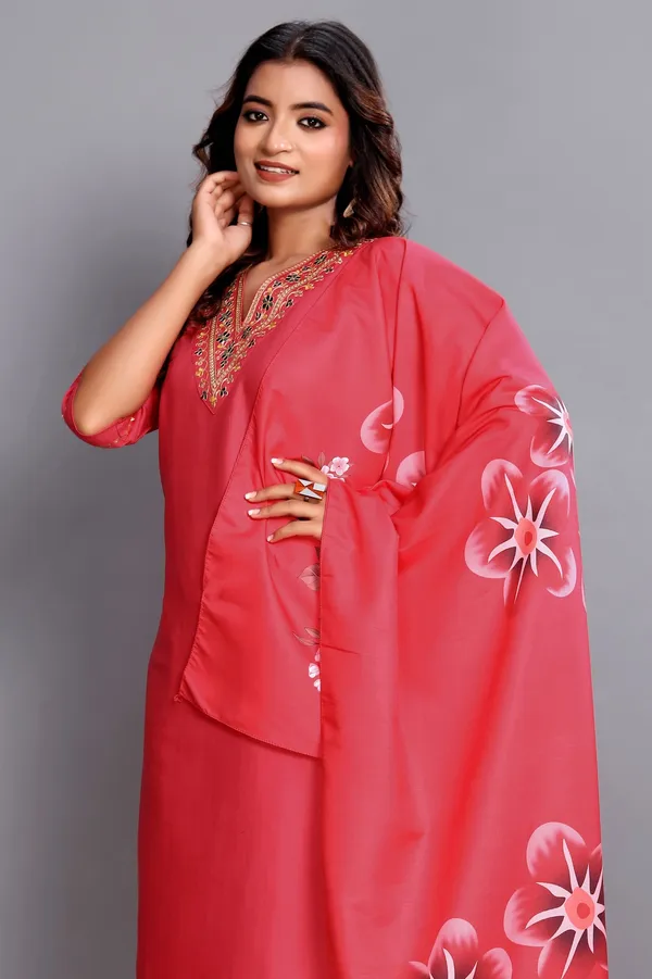 Classic_Red_Embroidered_Ethnic_Kurta_Pant_Set_with_Soft_Floral_Printed_Dupatta_|_Festive_Ready_for_Girls_and_Women