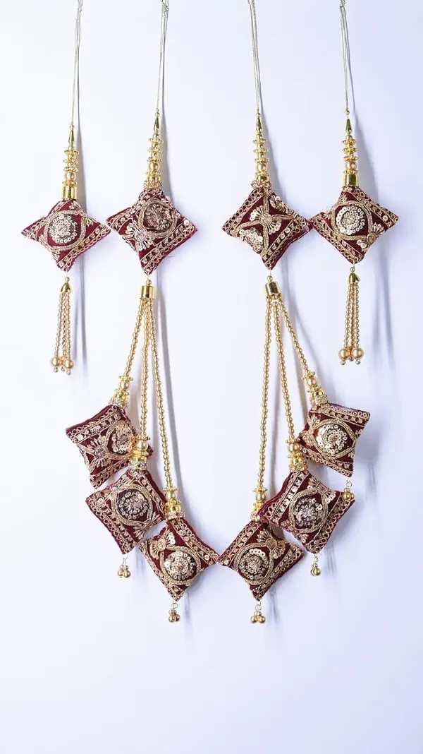 Maroon_Velvet_Fabric_Decorative_Handmade_Latkan_For_Saree_And_Lehenga_Blouse_Hanging_Tassel_Heavy__(Pack_Of_4)