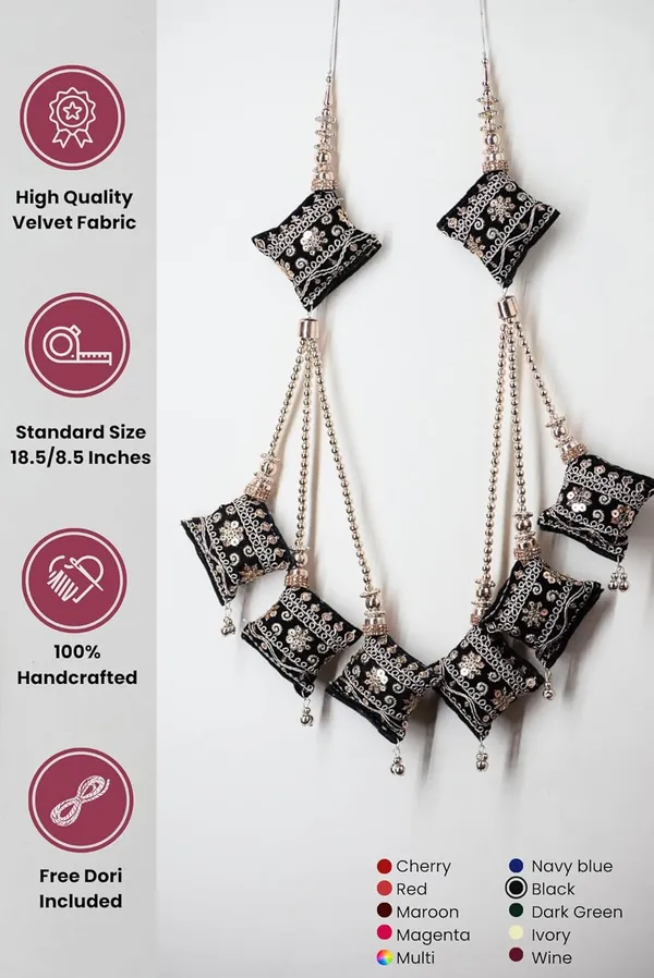 Black_Handmade_Ethnic_Hanging_Tassel_For_Lehenga_Saree_Blouse_Kurti_Hanging_Latkan__(Pack_Of_4)