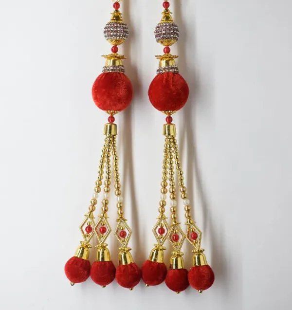Red_Long_Bridal_Heavy_Latkan_Tassel_For_Lehenga_(Pack_Of_2)