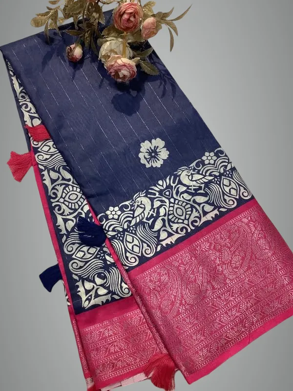 Blue_Moss_Crepe_Silk_Saree_For_Women