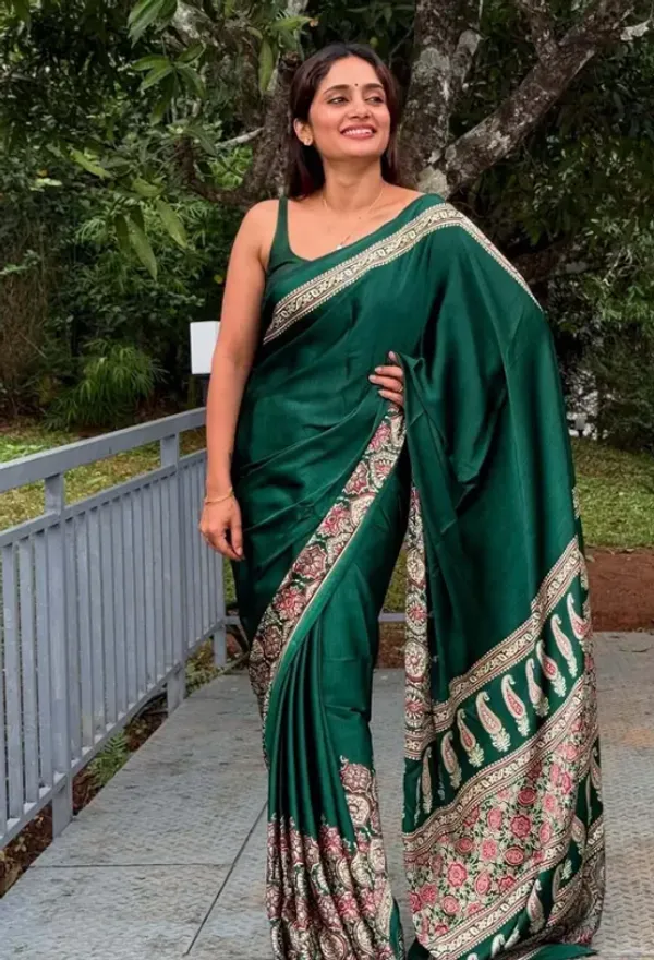 Green_Modal_Silk_&_Natural_Gajji_Silk_Saree_with_Unstitched_Blouse_Piece_|5.5_mt