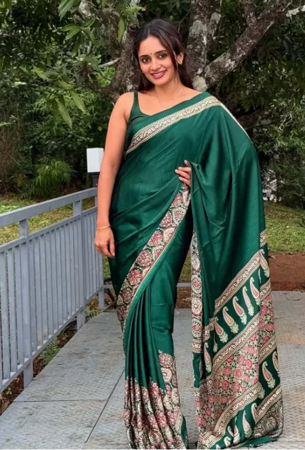 Green_Modal_Silk_&_Natural_Gajji_Silk_Saree_with_Unstitched_Blouse_Piece_|5.5_mt