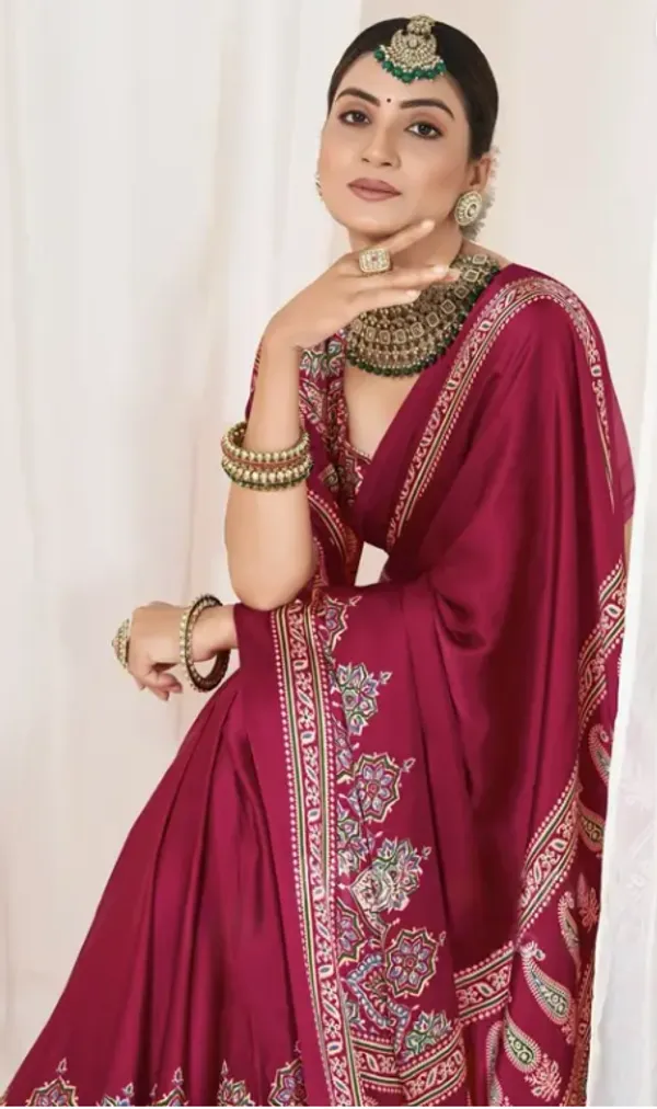 Red_Modal_Silk_&_Natural_Gajji_Silk_Saree_with_Unstitched_Blouse_Piece_|5.5_mt