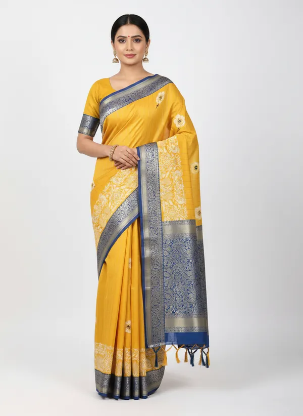 Yellow_Moss_Crepe_Silk_Saree_For_Women