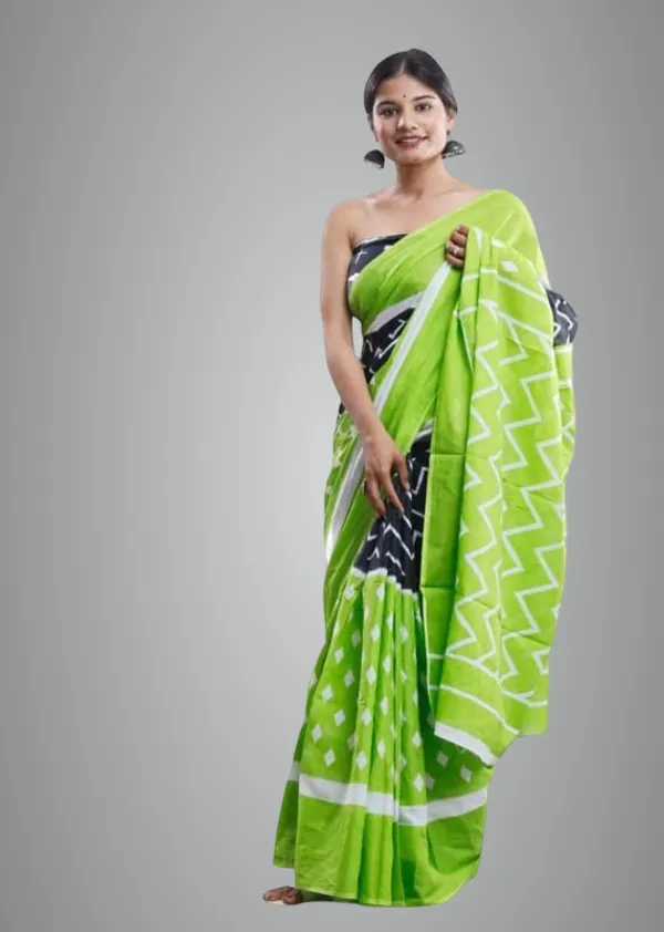 Green_Mulmul_Cotton_Saree_For_Women