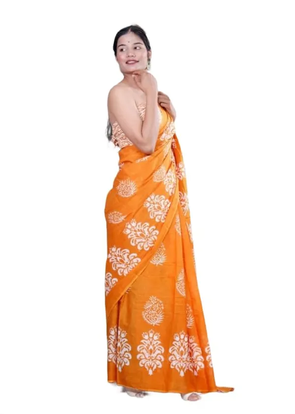 Orange_Mulmul_Cotton_Saree_For_Women