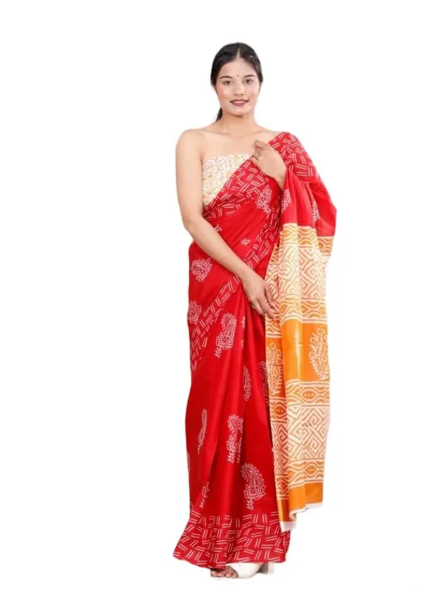 Red_Mulmul_Cotton_Saree_For_Women
