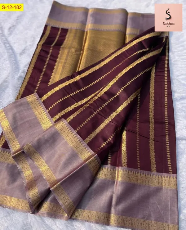 Chocolate_Banarasi_Semi_Katan_Soft_Silk_Saree_For_Women