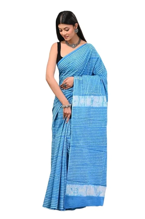 Blue_Mulmul_Cotton_Saree_For_Women