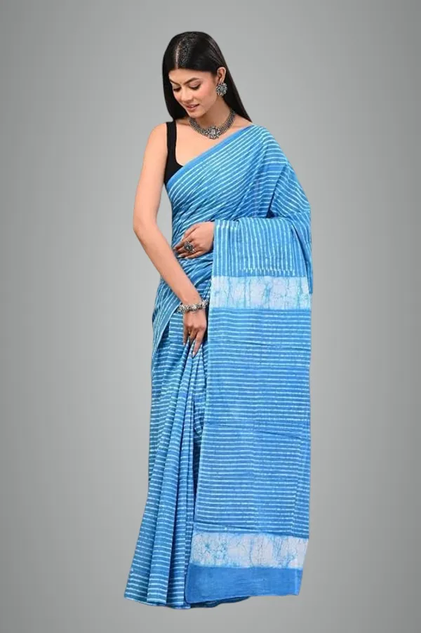 Blue_Mulmul_Cotton_Saree_For_Women