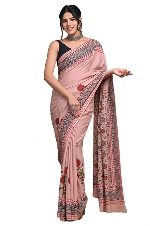 Peach_Mulmul_Cotton_Saree_For_Women
