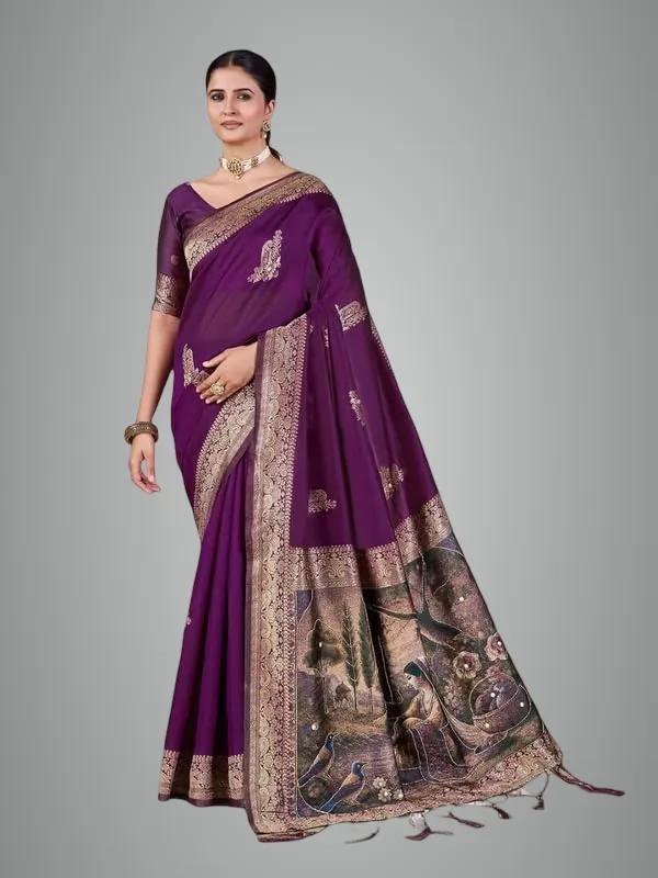 Wine_Fancy_Jacquard_Silk_Saree_For_Women