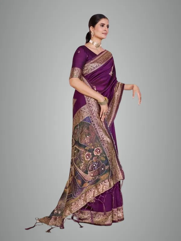 Wine_Fancy_Jacquard_Silk_Saree_For_Women