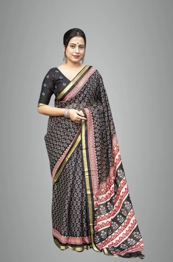 Black_Kota_Doria_Saree_For_Women