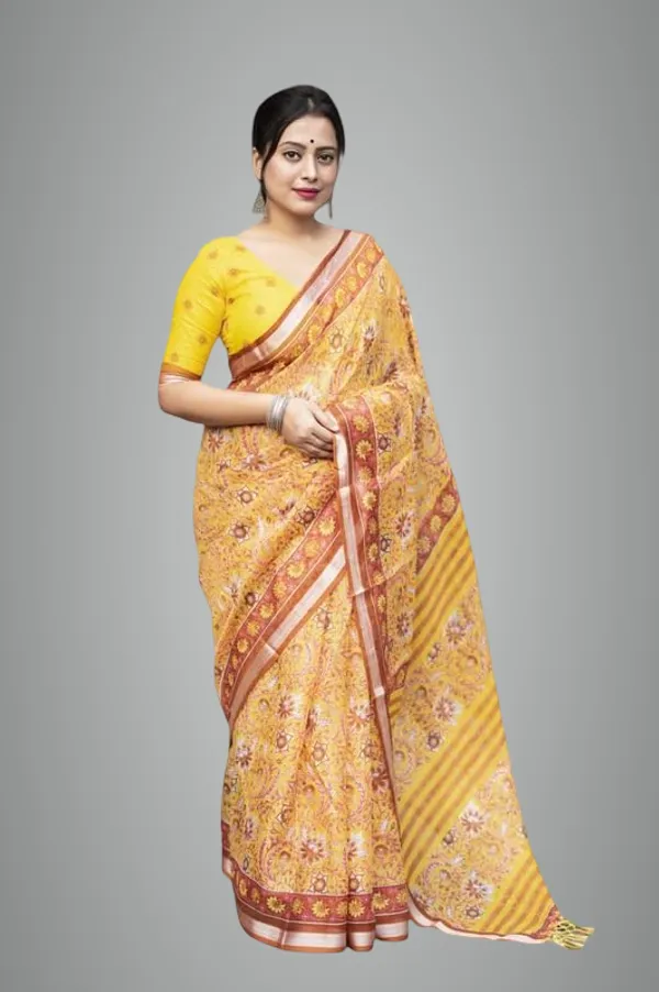 Yellow_Kota_Doria_Saree_For_Women