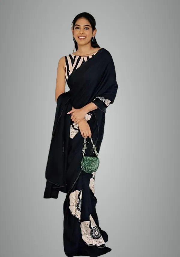 Black_Japan_Satin_Silk_Saree_For_Women