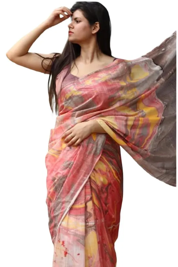 Chocolate_Linen_Slub_Saree_For_Women