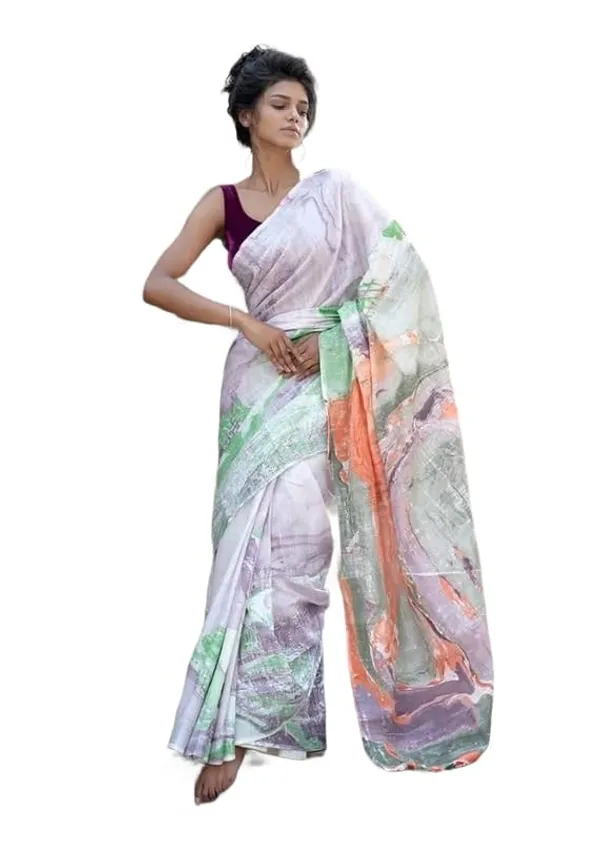 White_Linen_Slub_Saree_For_Women