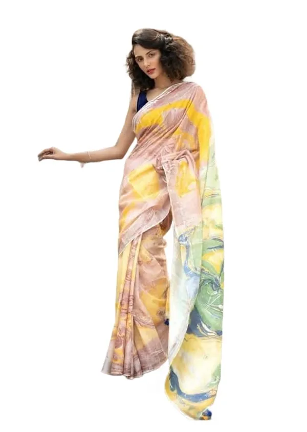 Yellow_Linen_Slub_Saree_For_Women