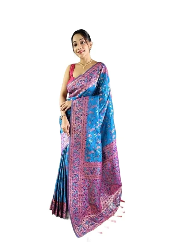 Blue_Pashmina_Silk_Saree_For_Women