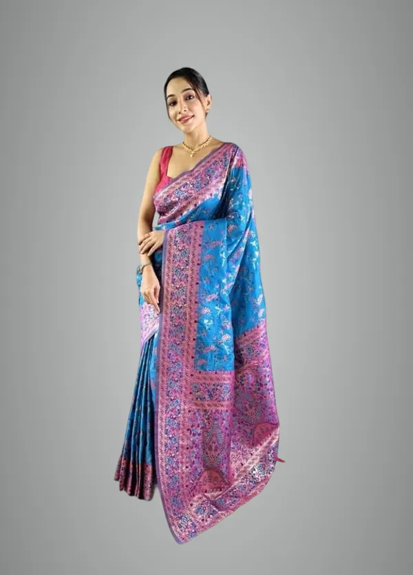 Blue_Pashmina_Silk_Saree_For_Women
