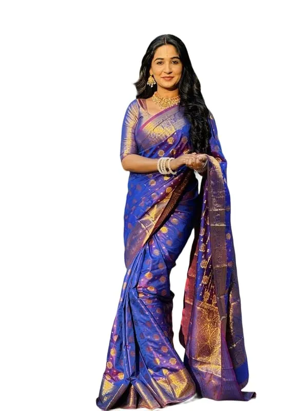 Dark_Blue_Banarasi_Soft_Silk_Saree_For_Women