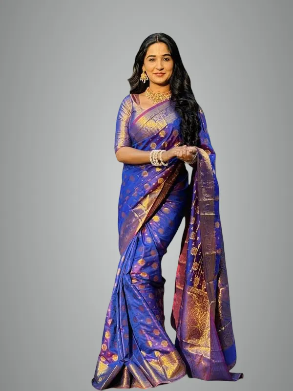 Dark_Blue_Banarasi_Soft_Silk_Saree_For_Women
