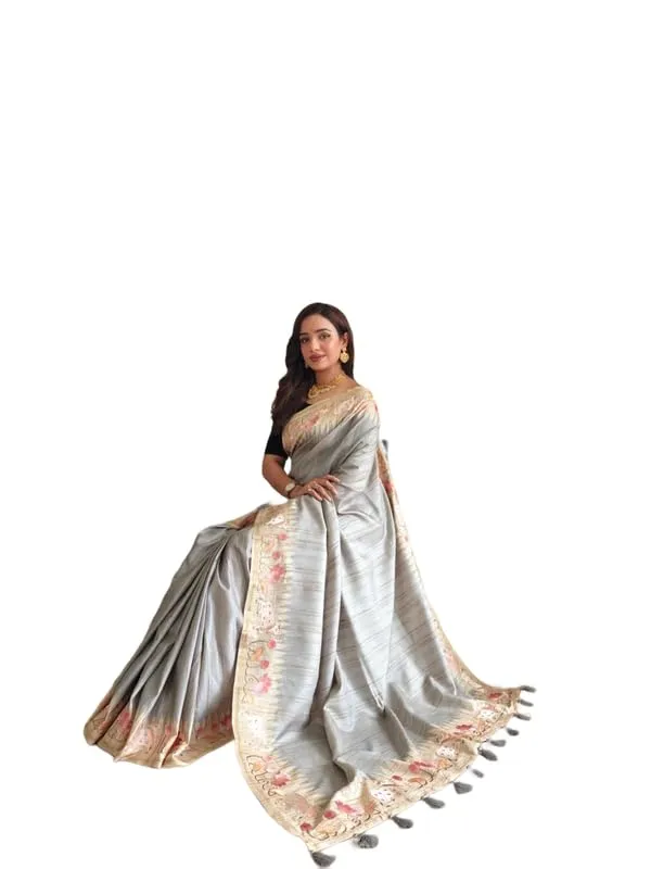 Grey_Tussar_Silk_Embroidery_Saree_For_Women